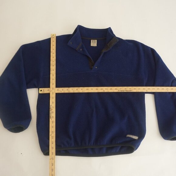 VTG '90S Russell Athletic Navy Fleece Button Collar Outdoor Pull Over Sweater L - Picture 3 of 10